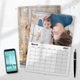 Personalised A4 family photo calendars displayed with a monthly date grid