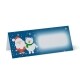 blank christmas place cards with santa and snowbear on a navy background and white falling snow