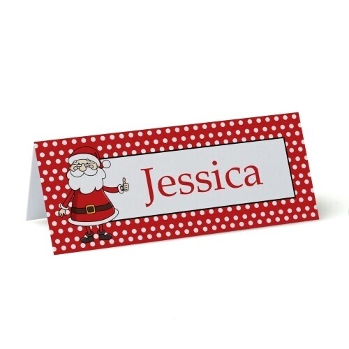 Personalised Christmas Place Cards Red Santa