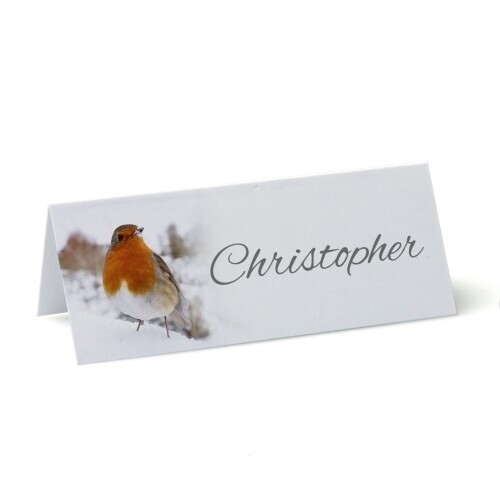 Personalised Christmas Place Cards Robin