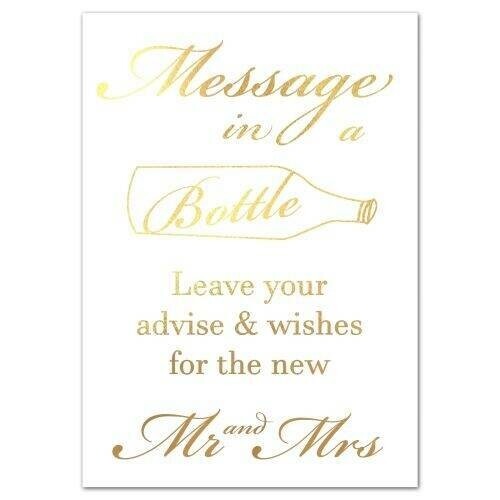 Metallic Message in a bottle A3 sign