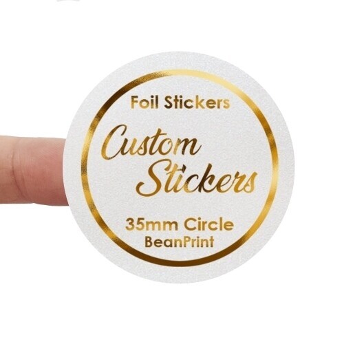 Personalised White Gloss 35mm Circle Foil Labels from £3.99