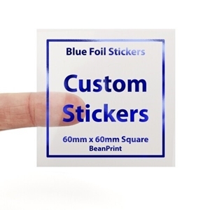 Blue Transparent Foil Stickers Square 60mm x 60mm