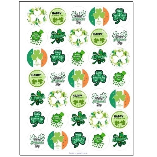A4 page of St Patricks Day Shamrock Stickers
