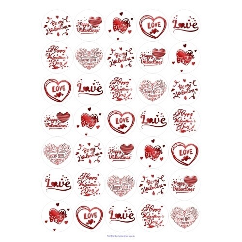 Metallic Valentines Day Red Foil Stickers