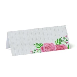 Washed Wood Pink Roses Floral place cards