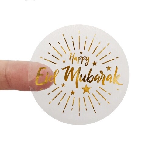 Eid Mubarak Metallic Foil Transparent Stickers From £4.99