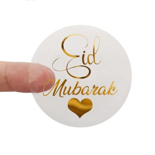 Eid Mubarak Gold Metallic Foil Transparent Stickers £4.99