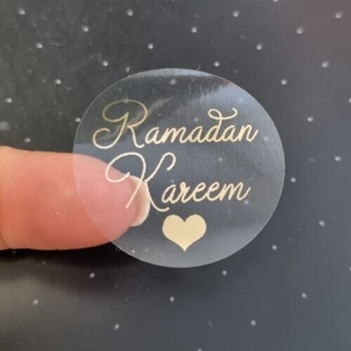 Gold Eid Ramadan Metallic Foil Transparent Stickers