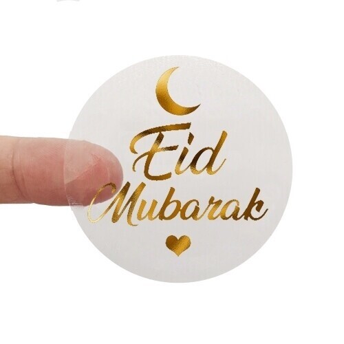 Eid Ramadan Gold Metallic Foil Transparent Stickers