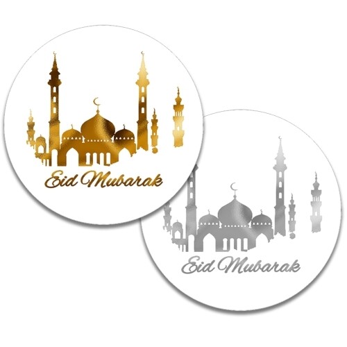 35 Metallic Foiled  Eid Mubarak 37mm circle labels £3.99