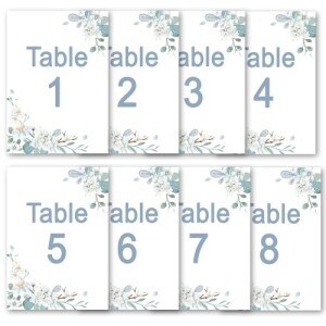 Blue Flowers Table numbers