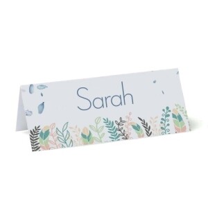 Personalised Blue Petals Place Cards