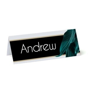 Personalised Black & Gold Palm Leaf Place Cards