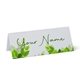 Personalised wedding place card with your name in elegant design on folded white cardstock. Minimalist design, set against a plain white background for a clean and sophisticated look.