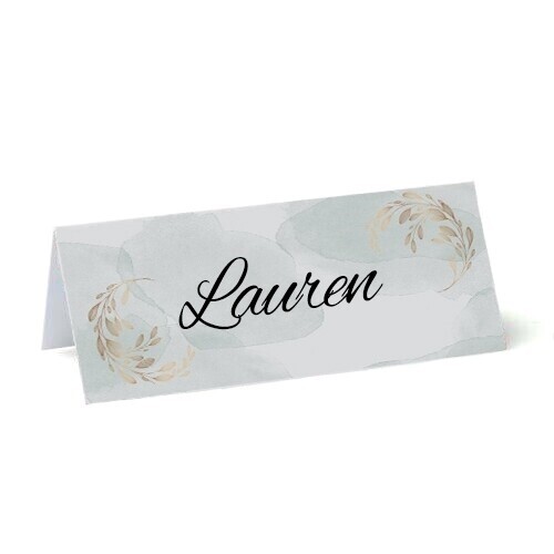 Personalised Watercolour Teal & Gold Leaf Place Cards