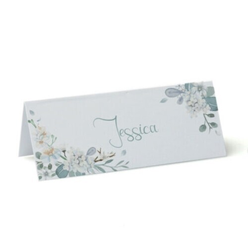 Personalised Blue Flowers Place Cards