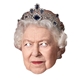 a 350gsm card face mask of queen elizabeth with eye holes cut out.