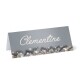 personalised place cards on 250gsm card grey background with silver and white snow flake wreath