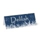 personalised place cards on 250gsm card navy background with white snow flakes