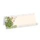 Blank place cards with green Christmas tree gold green and silver gifts and baubles