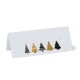 Blank place cards on 250gsm card with gold and green Christmas trees with grey falling snow