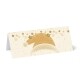 blank place cards on 250gsm card cream background with gold sparkles and santa hat with star and glitter baubles