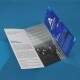 trifold flyer on blue background