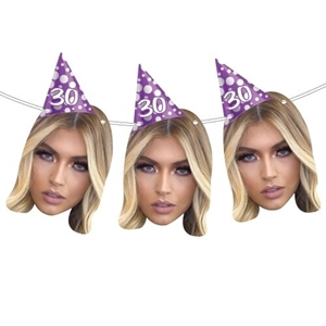 face bunting with party hats