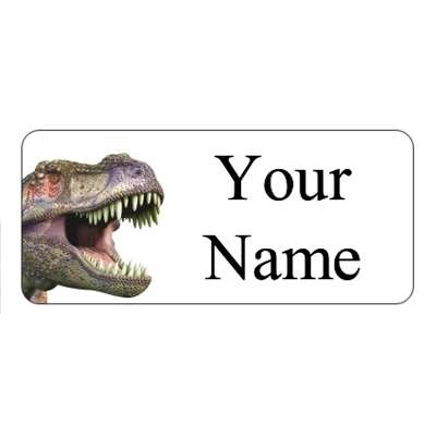 Design for Dinosaurs Name Labels: black, flowers, white