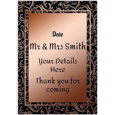 Template for Rectangle Label 97mm x 139mm: black, demask, gold, party, pattern, rose gold