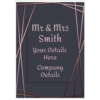 Template for Rectangle Label 97mm x 139mm: borders, gold, navy, party, pattern, pink, rose gold