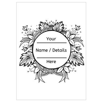 Template for Kraft White Print Rectangle Labels 99mm x 139mm: circle, floral, flowers, leaf