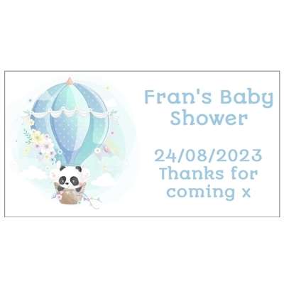 animal baby baby shower blue cute flying green hot air balloon panda party pastels sky