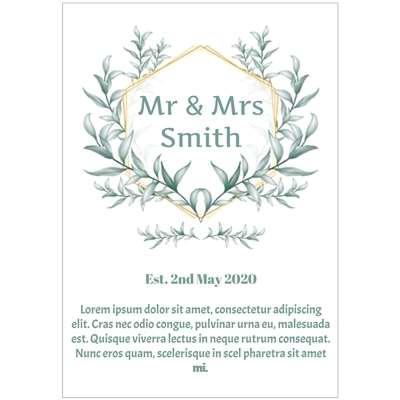 Template for Rectangle Label 97mm x 139mm: business, cute, floral, gold, green, leaf, pattern