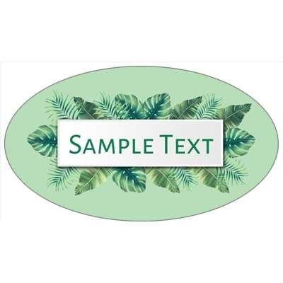 Template for Oval Labels 60mm x 34mm: green, jungle, leaves