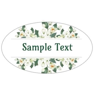 Template for Oval Labels 60mm x 34mm: daisy, floral, flowers, green, leaves