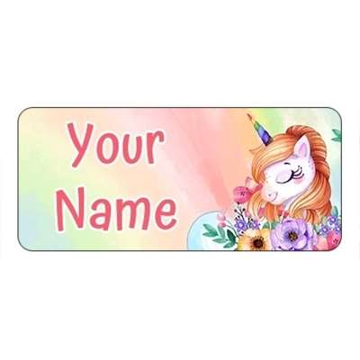 Design for Unicorns Name Labels: birthday, black, simple, stripes, wedding, white