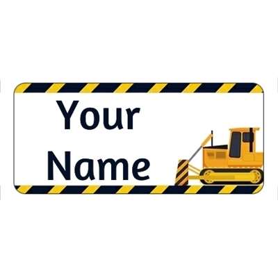 Design for Tractors Name Labels: blue, bow, glitter