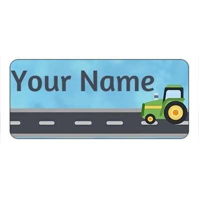Design for Tractors Name Labels: black, simple, upload, white