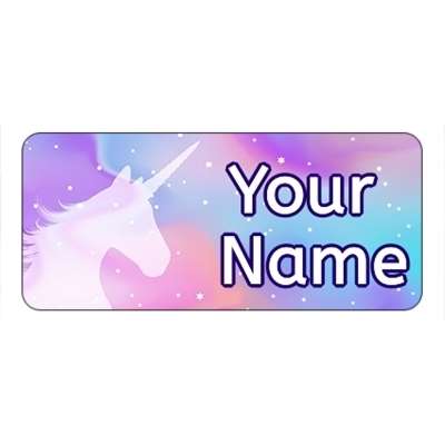 Design for Unicorns Name Labels: baby, baby shower, bow, boy, girl, red, ribbon