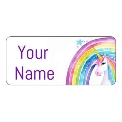 Design for Unicorns Name Labels: baby shower, girl, lady, pink, polkadots, pregnant, umbrella, woman, women