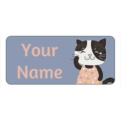 Design for Cat Name Labels: blue, corcorpate, generic, purple, smart, square, white